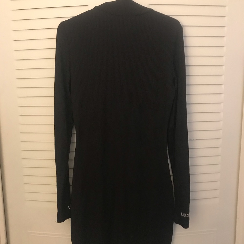 Black long sleeve bodycon dress size large form fitting 10/12